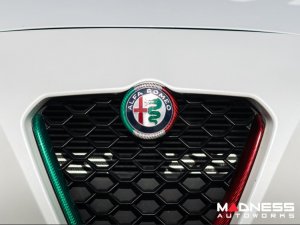 Alfa Romeo Giulia Front Emblem Frame Cover - Carbon Fiber - Italian Theme - Feroce Carbon